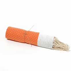Fouta En Coton Petit Losange 100x200cm Orange -Pas Cher Jardinoa Magasin 648b552c762fb0.67497752