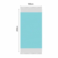 Fouta En Coton Petit Losange 100x200cm Turquoise -Pas Cher Jardinoa Magasin 648b552d754425.52315910