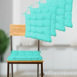 Lot De 4 Galettes De Chaise 40 X 40 Cm - Bleu Caraïbes -Pas Cher Jardinoa Magasin 648b55332f8a09.33691059