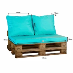 Lot Matelas Pour Palette Déhoussable Avec Assise De 120x80x10cm Et Dossier Bleu Caraibes -Pas Cher Jardinoa Magasin 648b5536036882.44607908