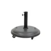 Pied De Parasol Béton Rond 25kg A Roulettes Gris 50x7cm - Mobilier De Jardin