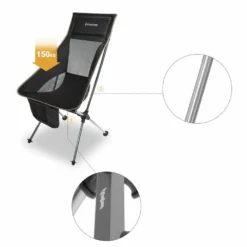 Chaise De Camping Pliable Avec Grand Dossier - Kingcamp - Noir - Sac De Transport Inclus -Pas Cher Jardinoa Magasin 6494abcfa927c2.42879213