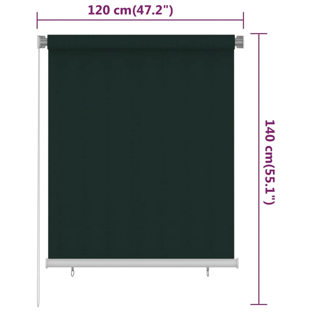 VIDAXL Store Roulant D'extérieur 120x140 Cm Vert Foncé Pehd 6 VIDAXL Store Roulant D'extérieur 120x140 Cm Vert Foncé Pehd – Image 6