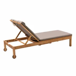 Bain De Soleil Avec Coussin Et Tablette En Bois Taupe -Pas Cher Jardinoa Magasin 6496c96ee45309.74098882