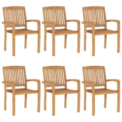 VIDAXL Chaises De Jardin Empilables Avec Coussins 6 Pcs Teck Solide -Pas Cher Jardinoa Magasin 6498f838ecd0b9.20707310