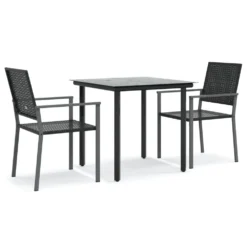 VIDAXL Ensemble à Manger De Jardin 3 Pcs Résine Tressée Acier -Pas Cher Jardinoa Magasin 64999d89b2ab33.96673446