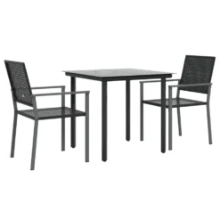 VIDAXL Ensemble à Manger De Jardin 3 Pcs Résine Tressée Acier -Pas Cher Jardinoa Magasin 64999d89bb6e26.71987476