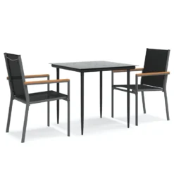 VIDAXL Ensemble à Manger De Jardin 3 Pcs Noir Textilène Et Acier
