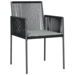 VIDAXL Ensemble à Dîner De Jardin Coussins 5 Pcs Noir Rotin Et Acier -Pas Cher Jardinoa Magasin 64999d8ec42e71.81040895