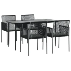 VIDAXL Ensemble à Dîner De Jardin Coussins 5 Pcs Noir Rotin Et Acier -Pas Cher Jardinoa Magasin 64999d8ec7c852.61708622
