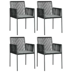 VIDAXL Ensemble à Dîner De Jardin Coussins 5 Pcs Noir Rotin Et Acier -Pas Cher Jardinoa Magasin 64999d8ed1ce65.67838442