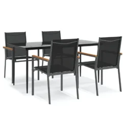 VIDAXL Ensemble à Manger De Jardin 5 Pcs Noir Textilène Et Acier -Pas Cher Jardinoa Magasin 64999d8fe1cb64.55224174