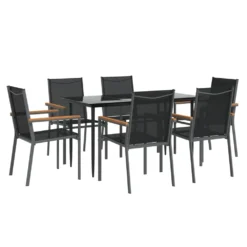 VIDAXL Ensemble à Manger De Jardin 7 Pcs Noir Textilène Et Acier 9 VIDAXL Ensemble à Manger De Jardin 7 Pcs Noir Textilène Et Acier -Pas Cher Jardinoa Magasin 64999da4c61283.38261066