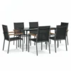VIDAXL Ensemble à Manger De Jardin 7 Pcs Noir Textilène Et Acier
