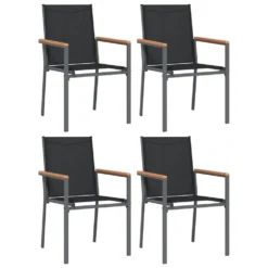 VIDAXL Ensemble à Manger De Jardin 5 Pcs Noir Textilène Et Acier -Pas Cher Jardinoa Magasin 64999dceda1e88.48683724