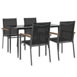 VIDAXL Ensemble à Manger De Jardin 5 Pcs Noir Textilène Et Acier -Pas Cher Jardinoa Magasin 64999dcee7b018.71623366