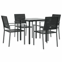 VIDAXL Ensemble à Manger De Jardin 5 Pcs Résine Tressée Acier -Pas Cher Jardinoa Magasin 6499a100d9eac1.99231021