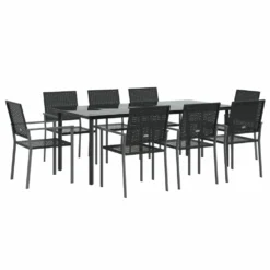 VIDAXL Ensemble à Manger De Jardin 9 Pcs Résine Tressée Acier -Pas Cher Jardinoa Magasin 6499a106942319.97197646