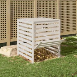 VIDAXL Composteur Blanc 82,5x82,5x99,5 Cm Bois Massif De Pin -Pas Cher Jardinoa Magasin 6499e3cd725809.88874373
