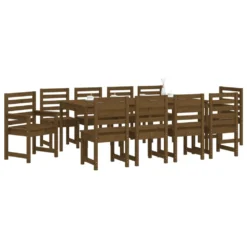 VIDAXL Ensemble à Dîner De Jardin 11 Pcs Marron Miel Bois Pin Massif -Pas Cher Jardinoa Magasin 691c4632b61c3451
