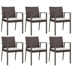 VIDAXL Chaises De Jardin Coussins Lot De 6 Marron 56,5x57x83 Cm Rotin -Pas Cher Jardinoa Magasin 69220515f79ff685