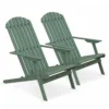 Lot De 2 Fauteuils Pliant En Bois D'eucalyptus Vert Cactus