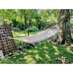 Hamac GraphiK à Franges Uni écru Pur Coton Certifié FSC 100% -Pas Cher Jardinoa Magasin 757425 010