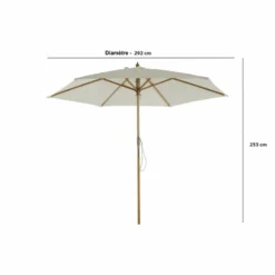 Parasol Droit Poema En Bambou Contreplaqué Et Tissu Beige Clair -Pas Cher Jardinoa Magasin 79739150588f86fc