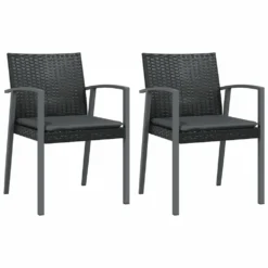 VIDAXL Chaises De Jardin Et Coussins Lot De 2 Noir 56,5x57x83 Cm Rotin