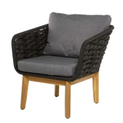 Salon De Jardin MAYA En Bois Noir - 1 Canapé, 1 Table, 2 Fauteuils -Pas Cher Jardinoa Magasin 874236 003