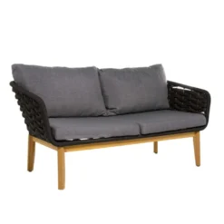 Salon De Jardin MAYA En Bois Noir - 1 Canapé, 1 Table, 2 Fauteuils -Pas Cher Jardinoa Magasin 874236 010