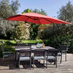 Parasol Déporté Carré 3x3m Aluminium Rouge -Pas Cher Jardinoa Magasin 8820506c80796935