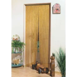Rideau De Porte Avec Bâtonnets En Bois Vernis - 90x200 Cm -Pas Cher Jardinoa Magasin 883912 002