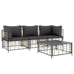 VIDAXL Salon De Jardin 4 Pcs Avec Coussins Anthracite Résine Tressée -Pas Cher Jardinoa Magasin 8e19def64919b917
