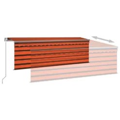 VIDAXL Auvent Manuel Rétractable Avec Store 4x3 M Orange Et Marron -Pas Cher Jardinoa Magasin 9142c9938f281a99