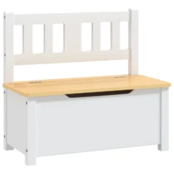 VIDAXL Banc De Rangement Pour Enfants Blanc Et Beige 60x30x55 Cm Mdf -Pas Cher Jardinoa Magasin 94238bb026827454
