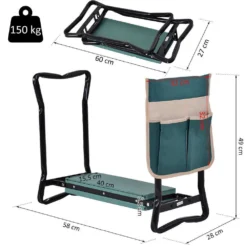 OUTSUNNY Tabouret Agenouilloir De Jardinage 2en1 - L58xl28xH49cm -Pas Cher Jardinoa Magasin 943263 004