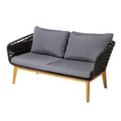 Canapé De Jardin 2 Places COMETE Bois Acacia/tressage - 159x177x76 Cm