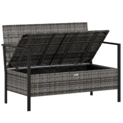 VIDAXL Banc De Jardin à 2 Places Avec Coussins Gris Résine Tressée -Pas Cher Jardinoa Magasin 95b6c1d5474df22d
