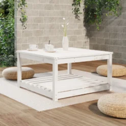VIDAXL Table De Jardin Blanc 82,5x82,5x45 Cm Bois Massif De Pin -Pas Cher Jardinoa Magasin 9fd0f5e7cc9222cb