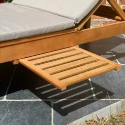 Bain De Soleil Avec Coussin Et Tablette En Bois écru -Pas Cher Jardinoa Magasin a43702bb52900cf9