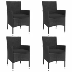 VIDAXL Ensemble De Bistro De Jardin 5 Pcs Coussins Noir Poly Rotin -Pas Cher Jardinoa Magasin a45774de0e277cd5