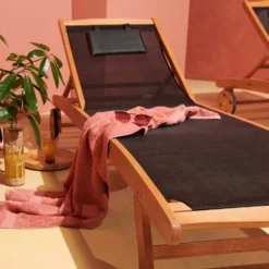 Lot De 2 Bains De Soleil En Eucalyptus Noir