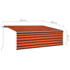 VIDAXL Auvent Manuel Rétractable Avec Store 4x3 M Orange Et Marron -Pas Cher Jardinoa Magasin ad73f30c0dceb429