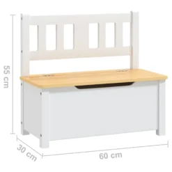 VIDAXL Banc De Rangement Pour Enfants Blanc Et Beige 60x30x55 Cm Mdf -Pas Cher Jardinoa Magasin b08cff3242de6d48