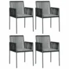 VIDAXL Chaises De Jardin Et Coussins Lot De 4 Noir 54x60,5x83,5 Cm