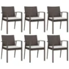 VIDAXL Chaises De Jardin Coussins Lot De 6 Marron 56,5x57x83 Cm Rotin