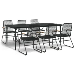 VIDAXL Ensemble à Dîner De Jardin 7 Pcs Noir Rotin Pvc