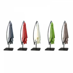 Parasol Déporté 3x3m Et 4 Dalles à Lestées Aluminium Rouge -Pas Cher Jardinoa Magasin c003adcf1cad7c25