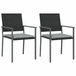 VIDAXL Chaises De Jardin Et Coussins Lot De 2 Noir 54x62,5x89 Cm Rotin